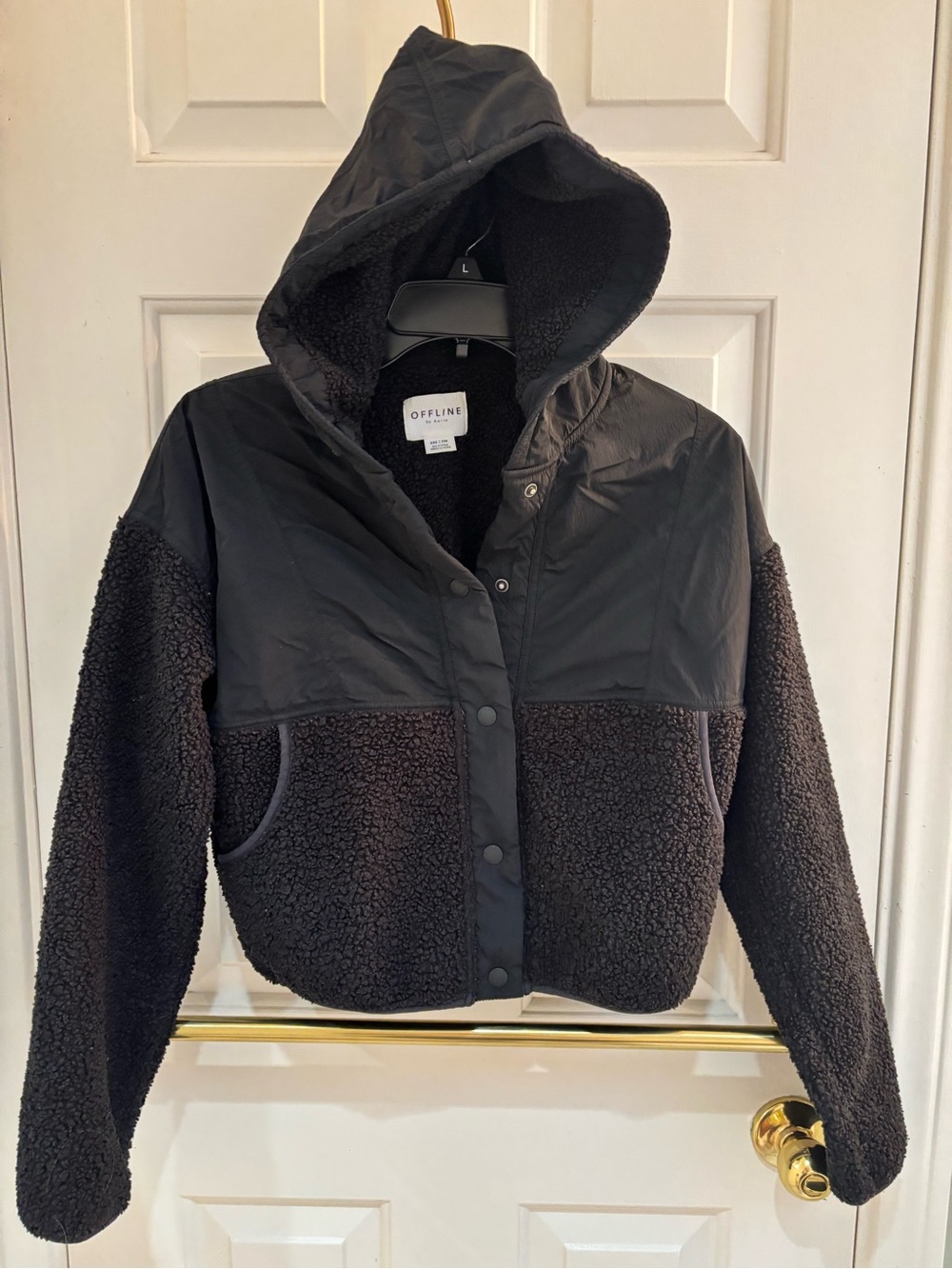 Offline by Aerie Black Sherpa Hooded Jacket